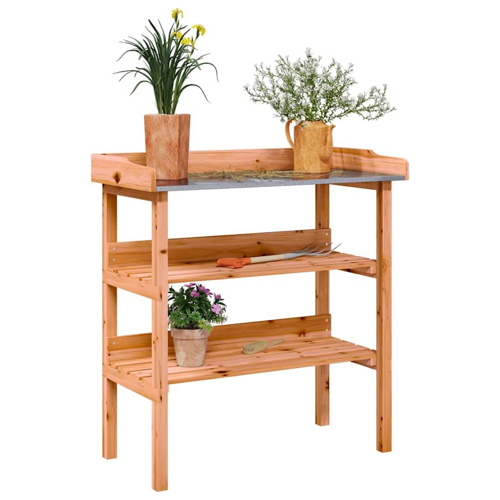 Pflanztisch mit Ablagen 78x38x82,5 cm Massivholz Tanne