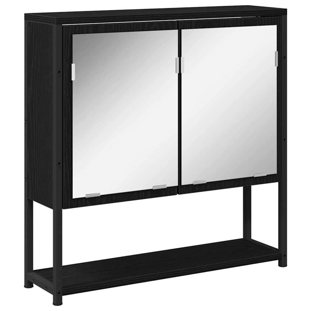 2-tlg. Badmöbel-Set Schwarz Holzwerkstoff