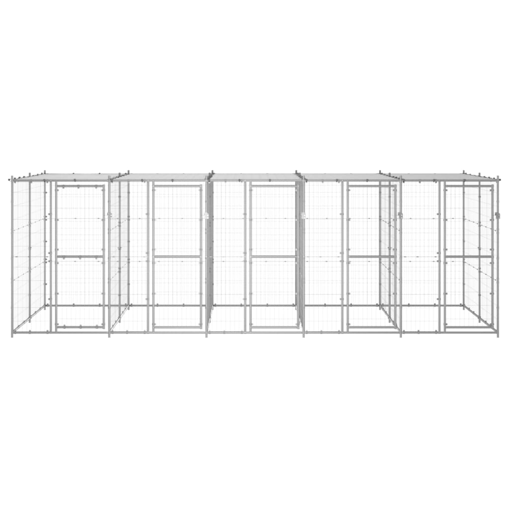 Outdoor-Hundezwinger Stahl mit Überdachung 110x220x180 cm