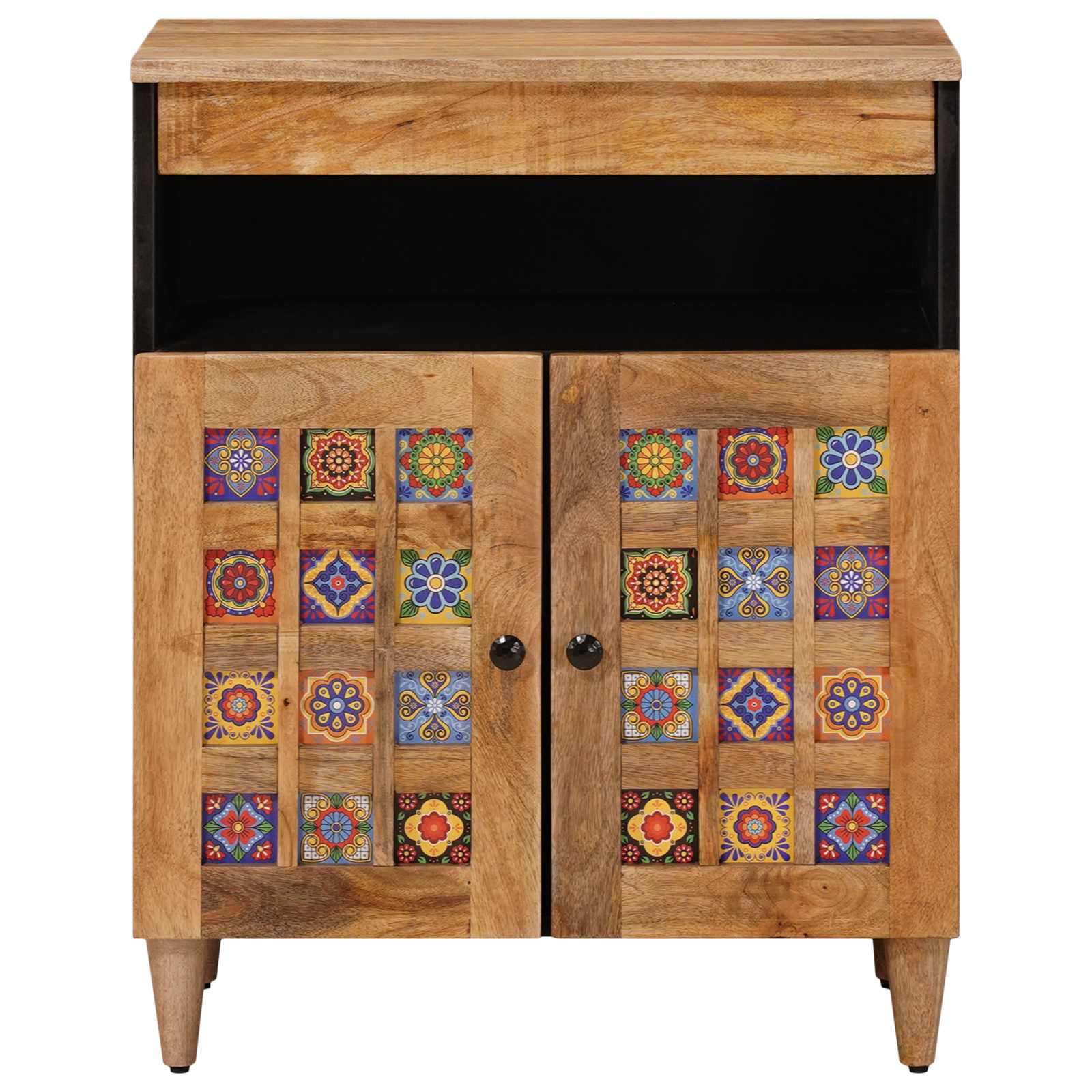 Sideboard mit Speicher Walnuss 60 x 33 x 75 cm Massivholz Mango