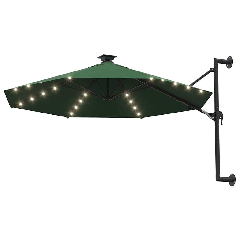 Sonnenschirm zur Wandmontage mit LEDs 300 cm Grün