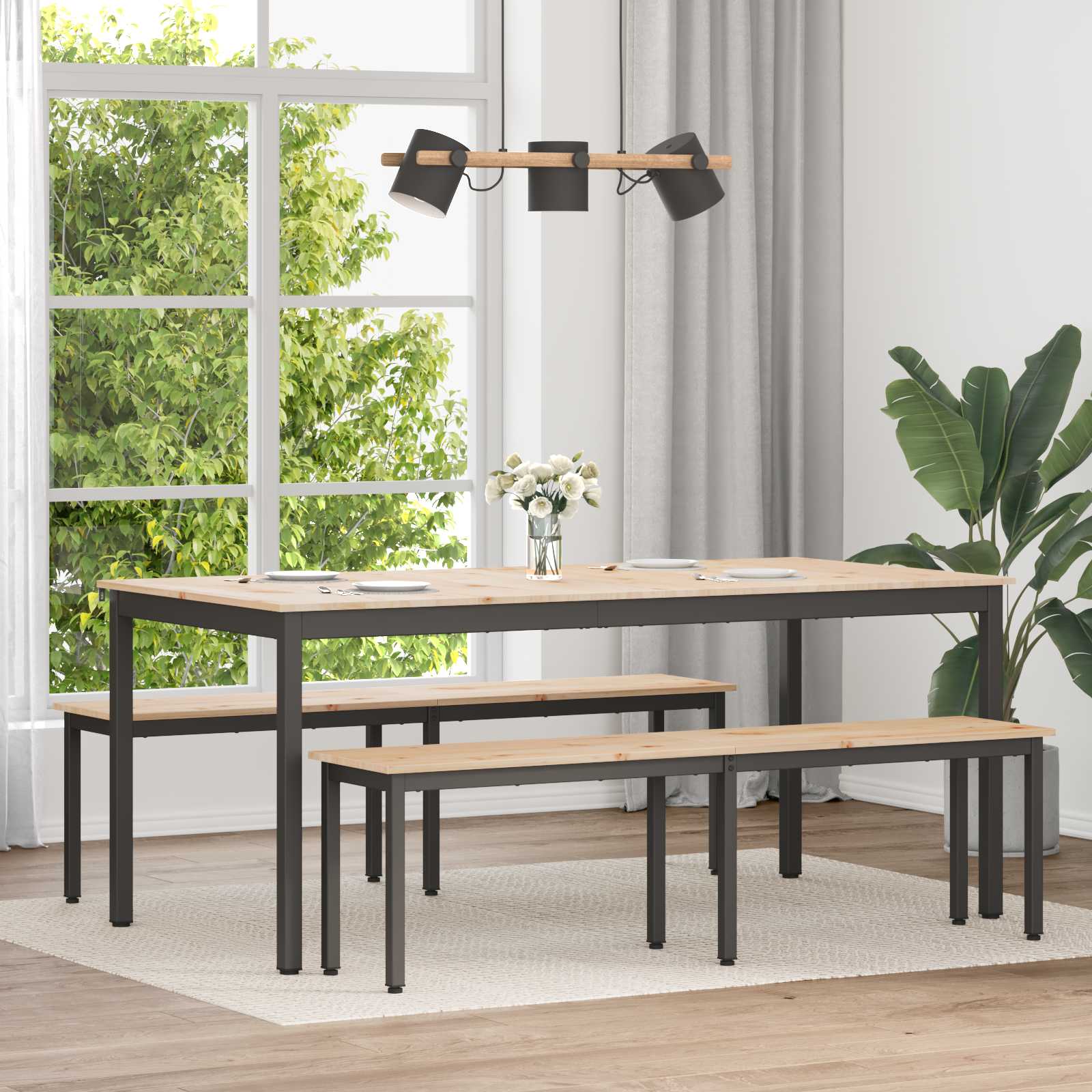 Esstisch Natur 200 x 100 x 75 cm Massives Kiefernholz