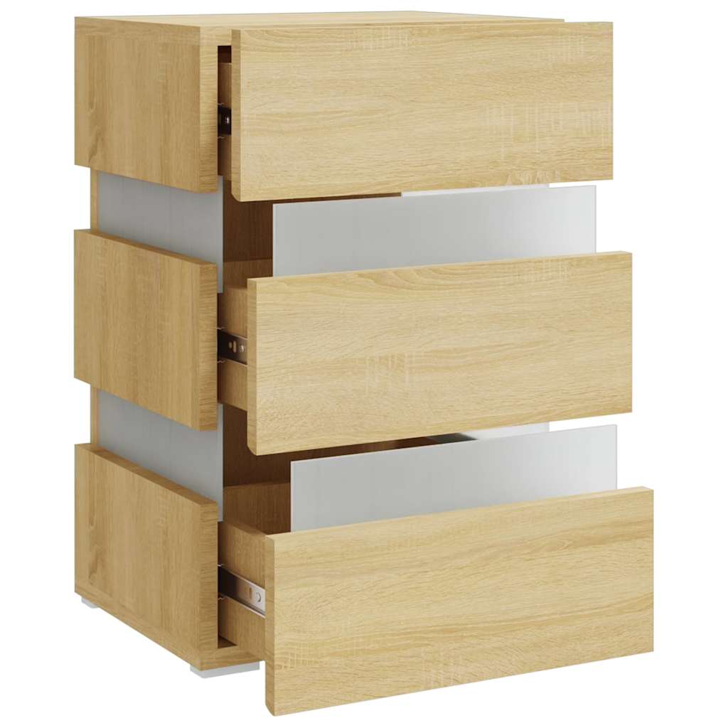 LED-Nachttisch Weiß 45x35x67 cm Holzwerkstoff