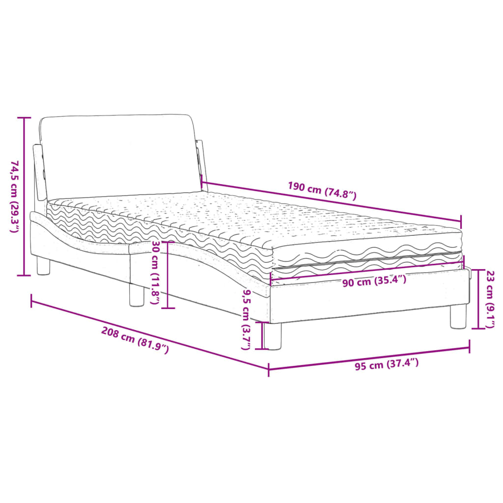 Bett mit Matratze "Dover" Schwarz 80x200 cm Kunstleder