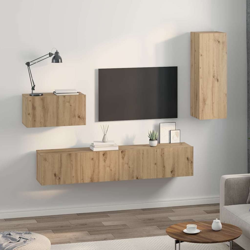 4-tlg. TV-Schrank-Set Sonoma-Eiche Holzwerkstoff