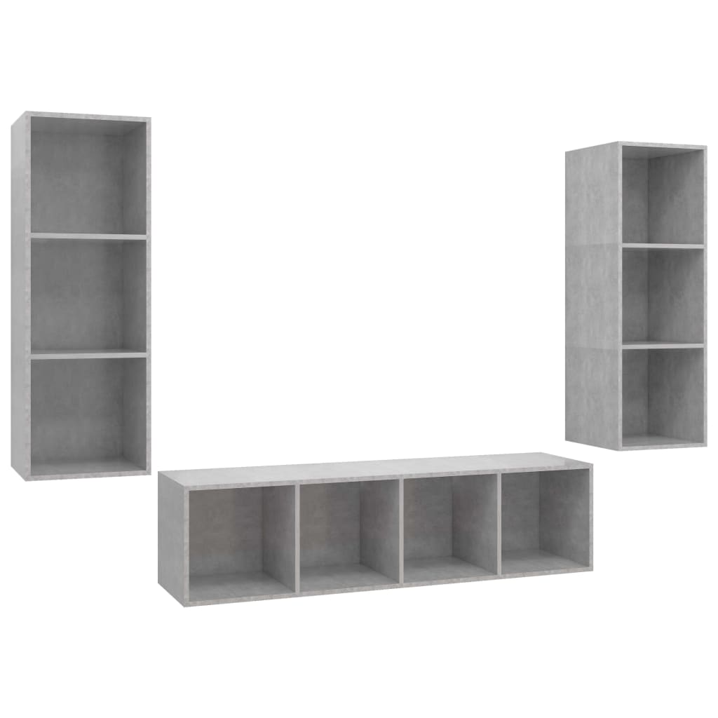 3-tlg. TV-Schrank-Set Weiß Holzwerkstoff