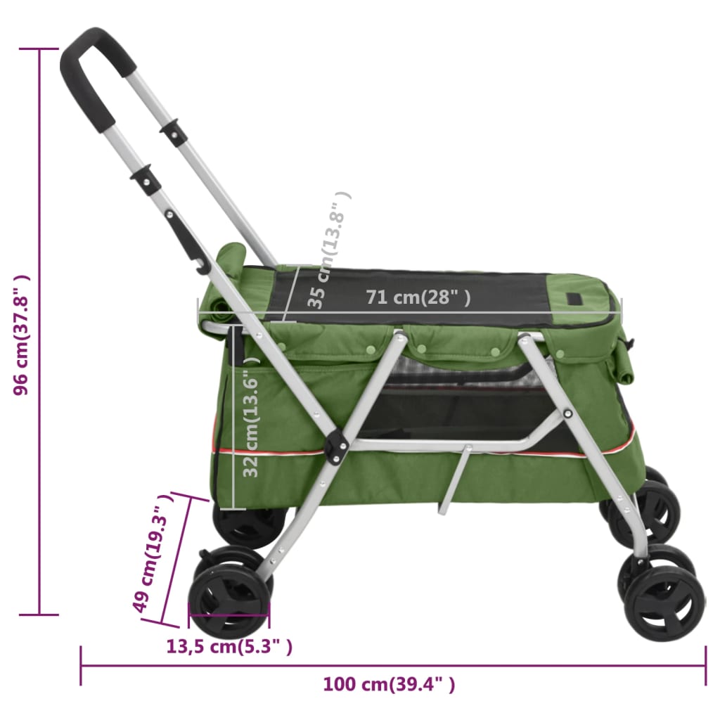 Hundewagen Faltbar Grau 100x49x96 cm Leinenstoff