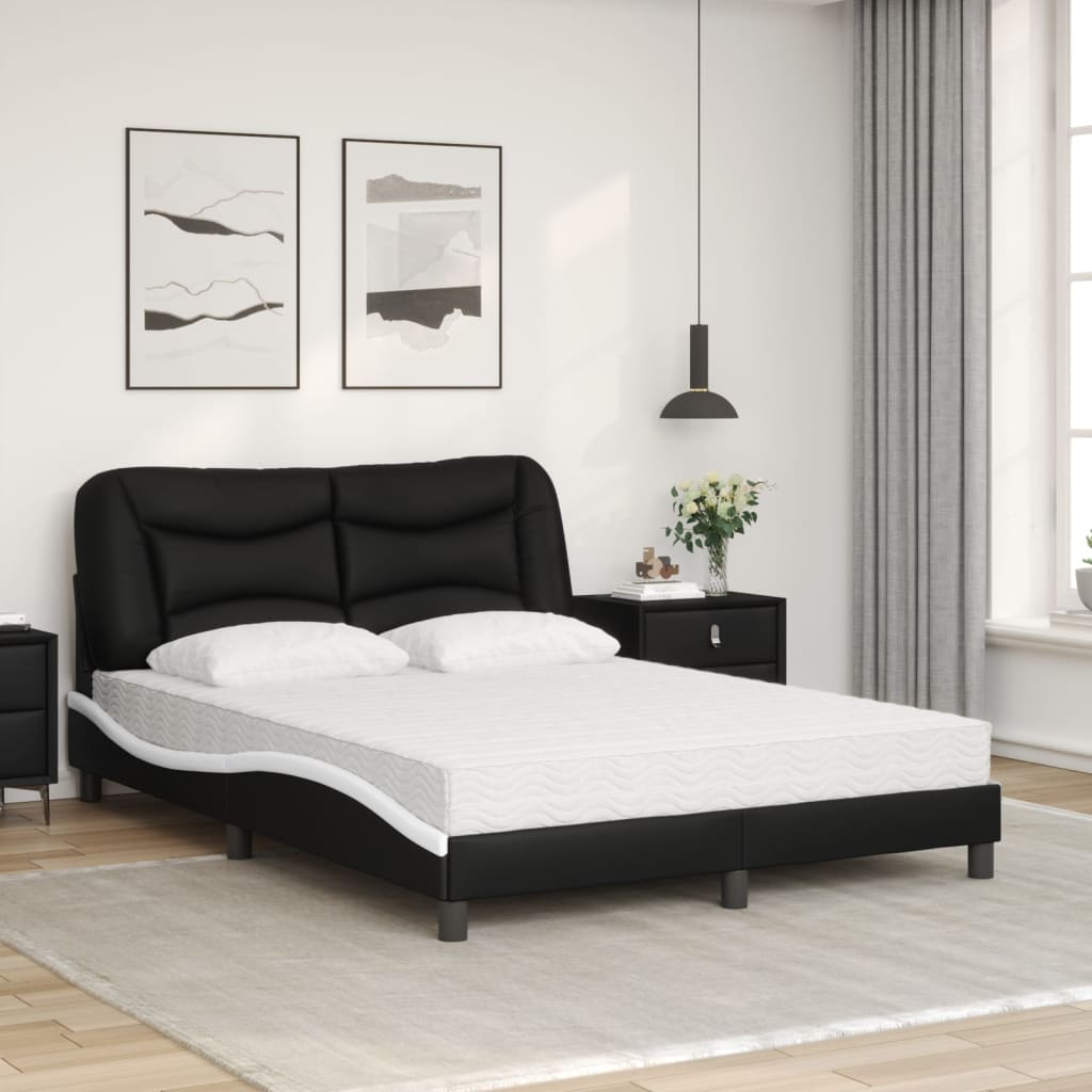 Bett mit Matratze "Hvar" Schwarz 80x200 cm Kunstleder