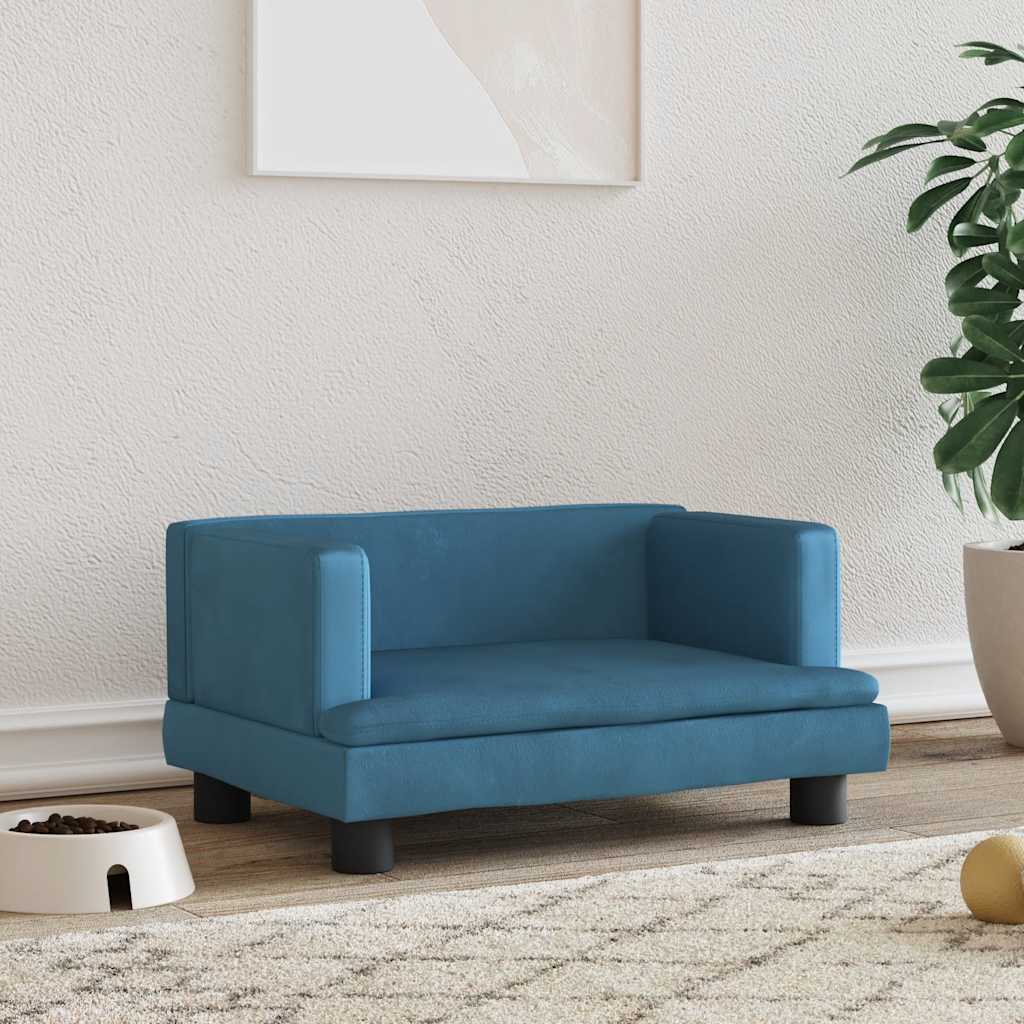 Hundebett Blau 80x45x30 cm Samt