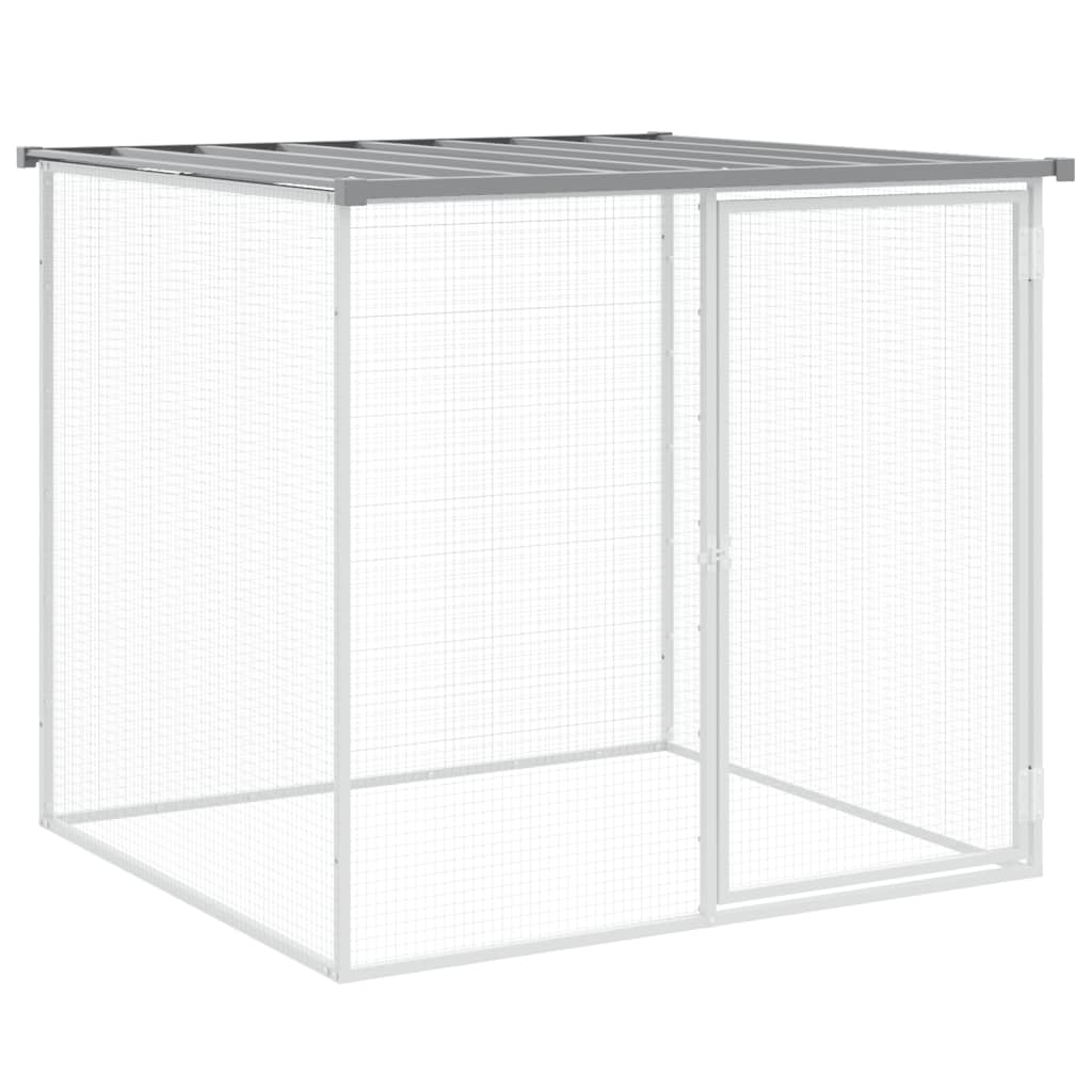 Hühnerkäfig mit Dach Anthrazit 203x98x90 cm Verzinkter Stahl