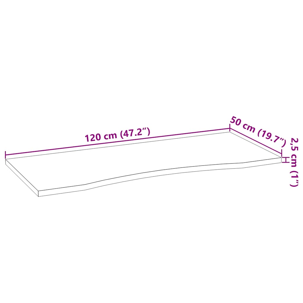 Schreibtischplatte Unbehandelt 80x50x2,5 cm Massivholz Eiche