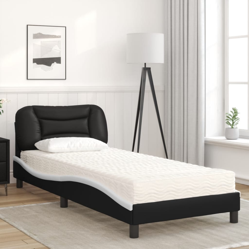 Bett mit Matratze "Hvar" Schwarz 80x200 cm Kunstleder