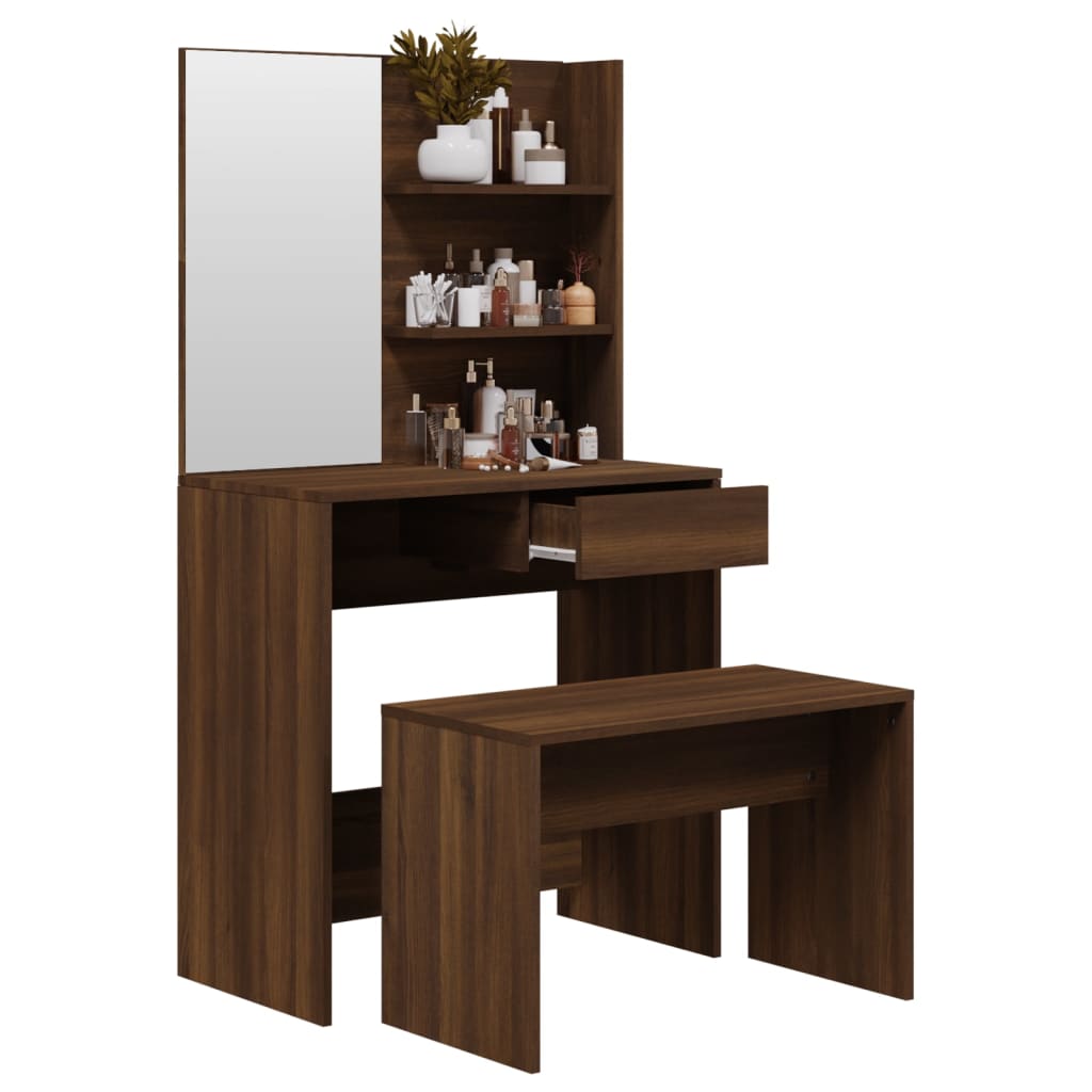 Schminktisch-Set Weiß 74,5x40x141 cm