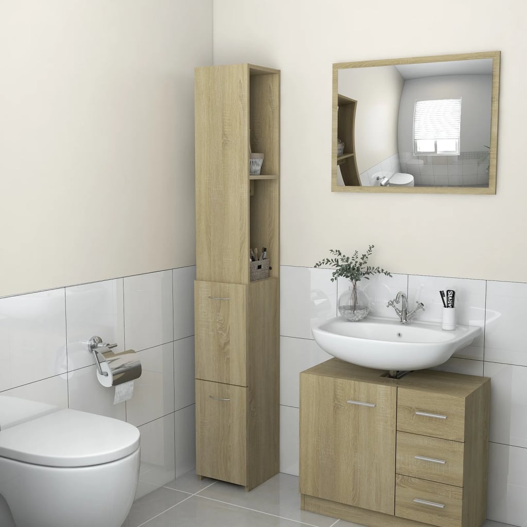 Badschrank Weiß 25x26,5x170 cm Holzwerkstoff