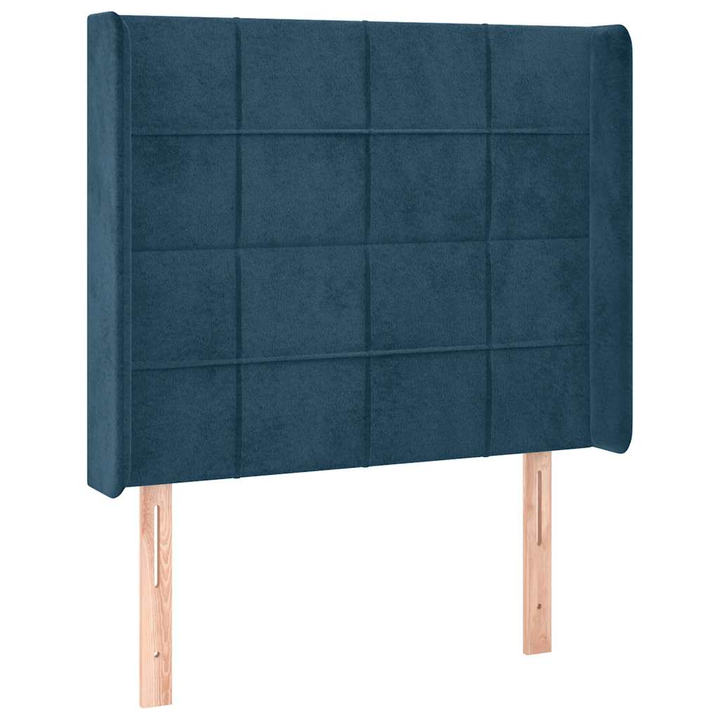 Kopfteil mit Ohren Dunkelblau 93x16x78/88 cm Samt