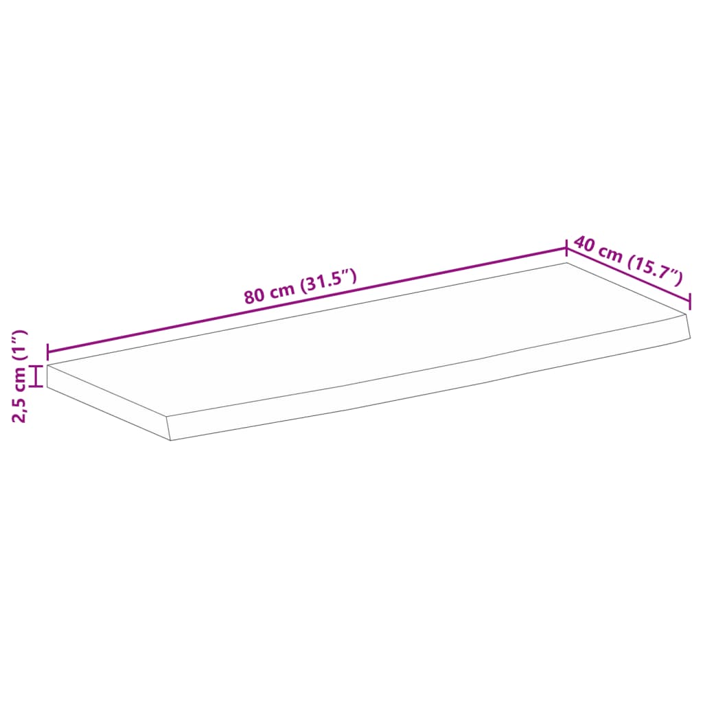 Wandregal 40x20x2,5 cm Rechteckig Massivholz Akazie Baumkante