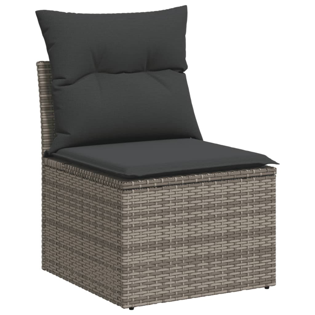 3-tlg. Garten-Sofagarnitur mit Kissen Schwarz Poly Rattan
