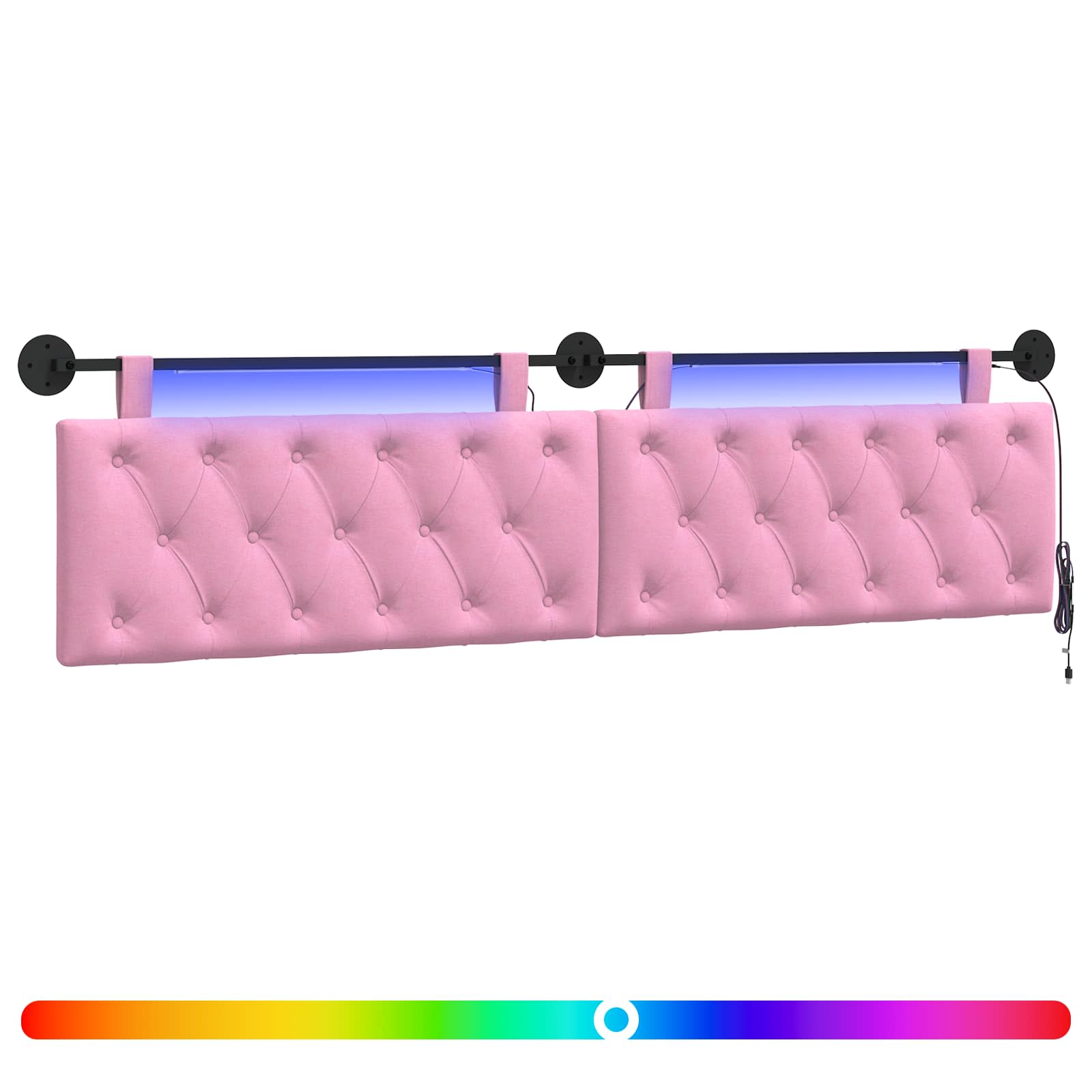 Hängendes Kopfteil Mit LED Licht Wolkengrau Stoff