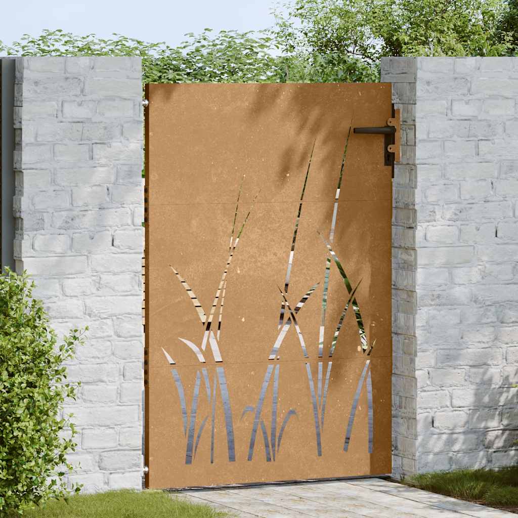Gartentor 85x75 cm Cortenstahl Gras-Design