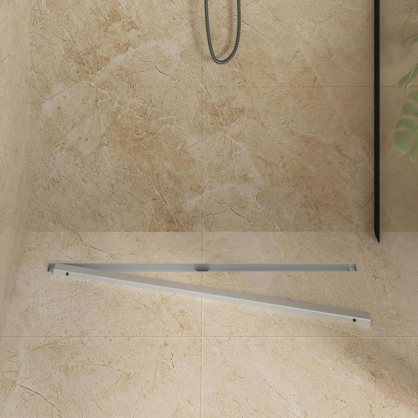 360° Duschablauf mit slim Modell Silber 50 cm Edelstahl 304