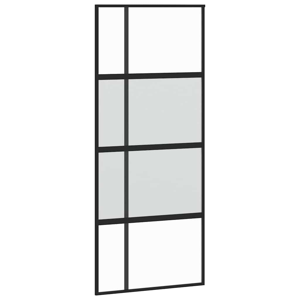 Schiebetür mit Beschlag Schwarz 76x205 cm Hartglas