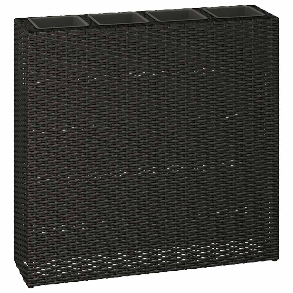 Garten-Hochbeet mit 4 Töpfen 2 Stk. Poly Rattan Grau