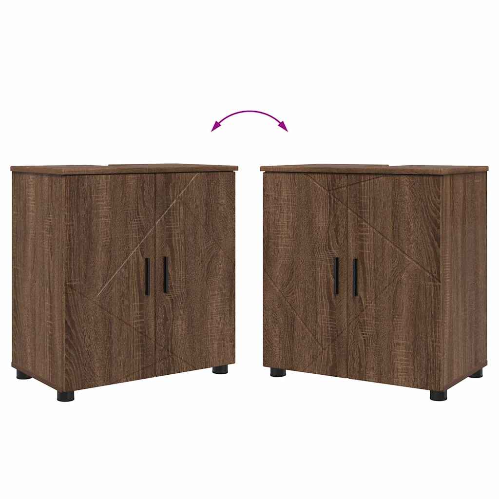 Badezimmermöbel-Set mit Tür 2 pcs Weiß Holzwerkstoff & Metall