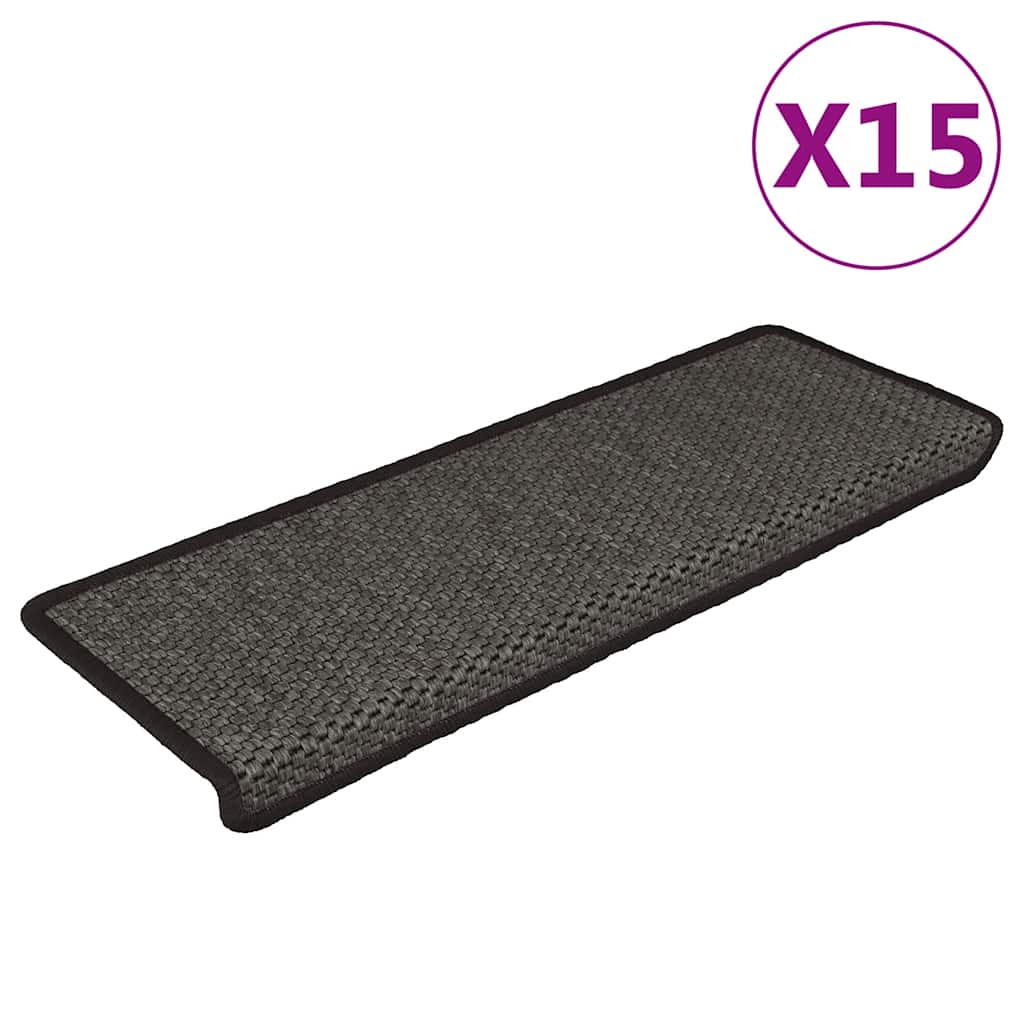 Treppenmatten Selbstklebend Sisal-Look 15 Stk. 65x21x4 Platina