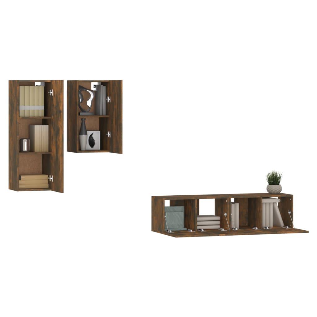 4-tlg. TV-Schrank-Set Weiß Holzwerkstoff