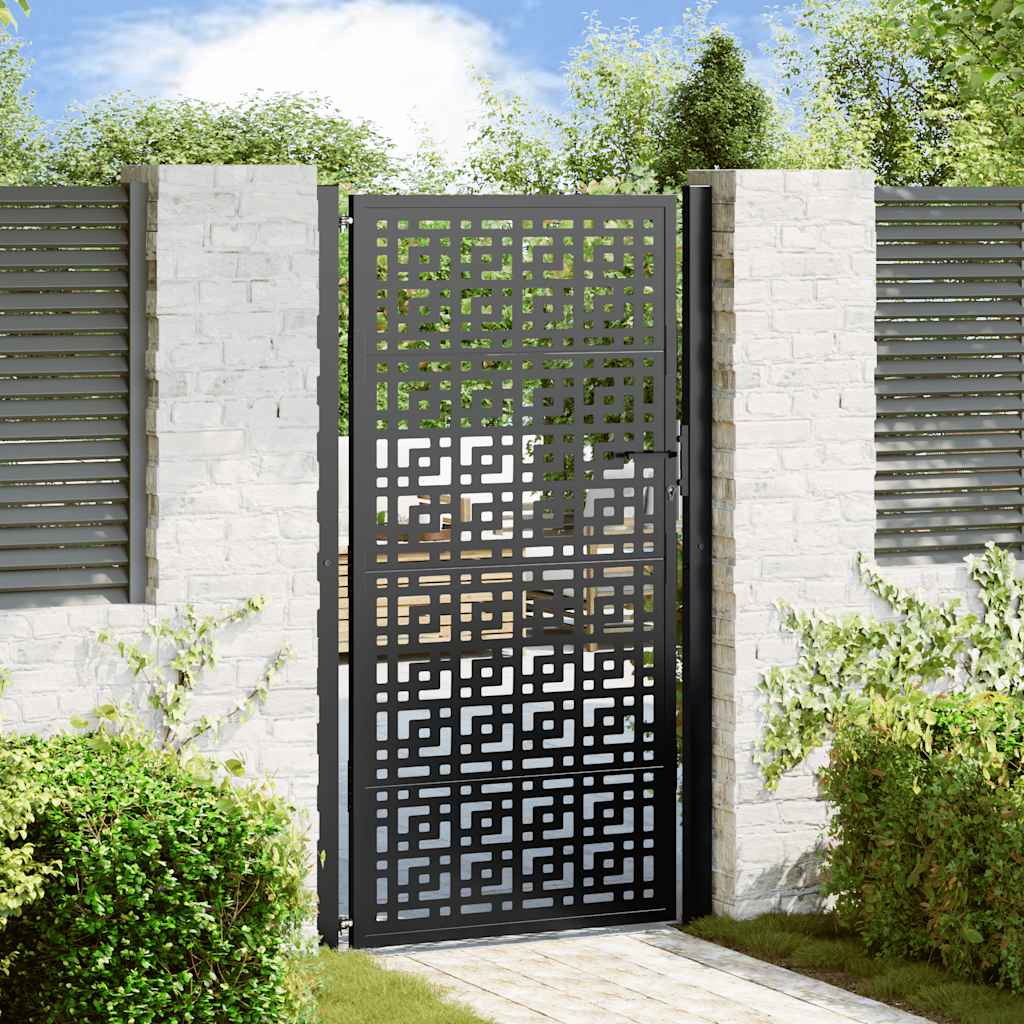 Gartentor Schwarz 100x100 cm Stahl Lichtdesign