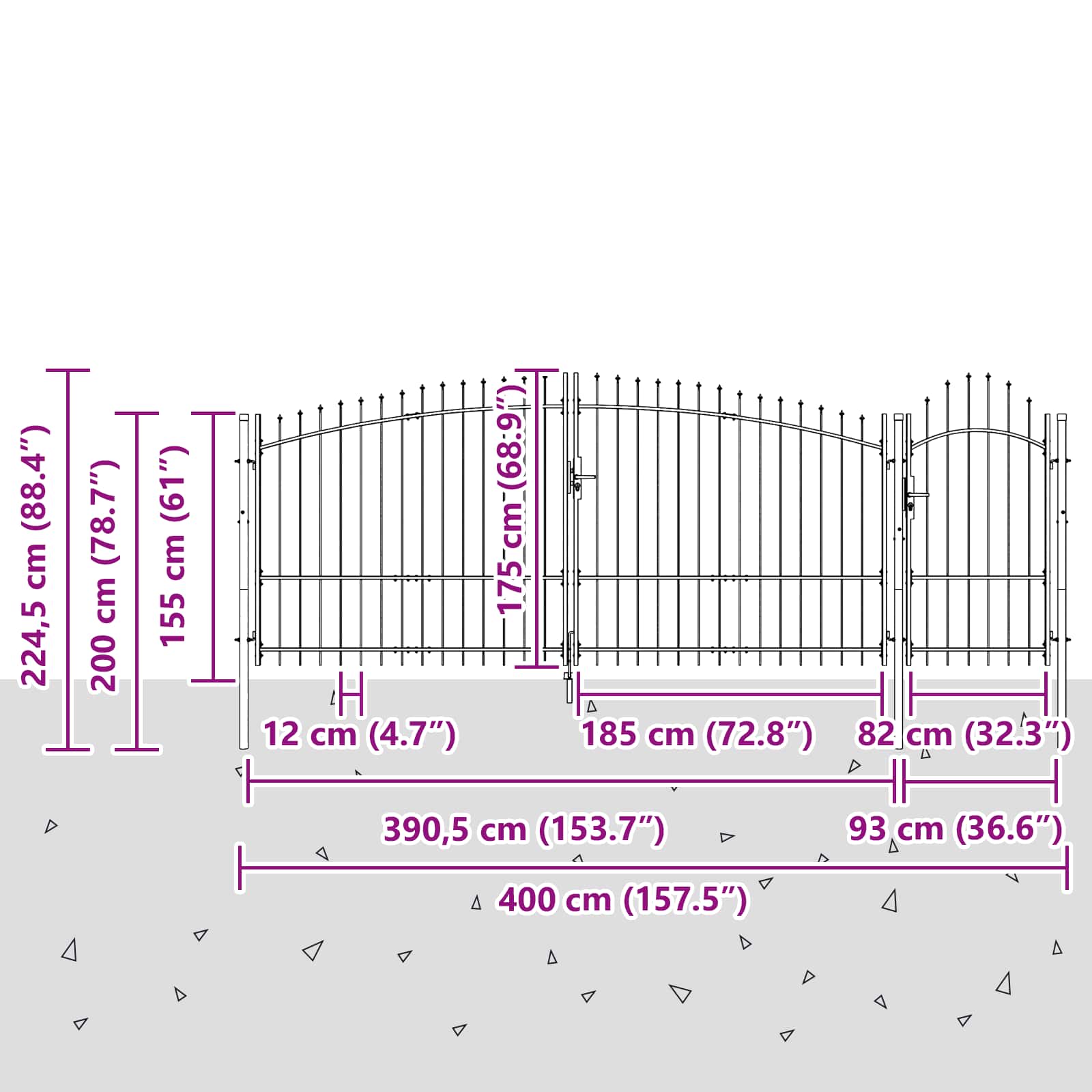 Gartentor Woerden Stahl 1x4 m Schwarz