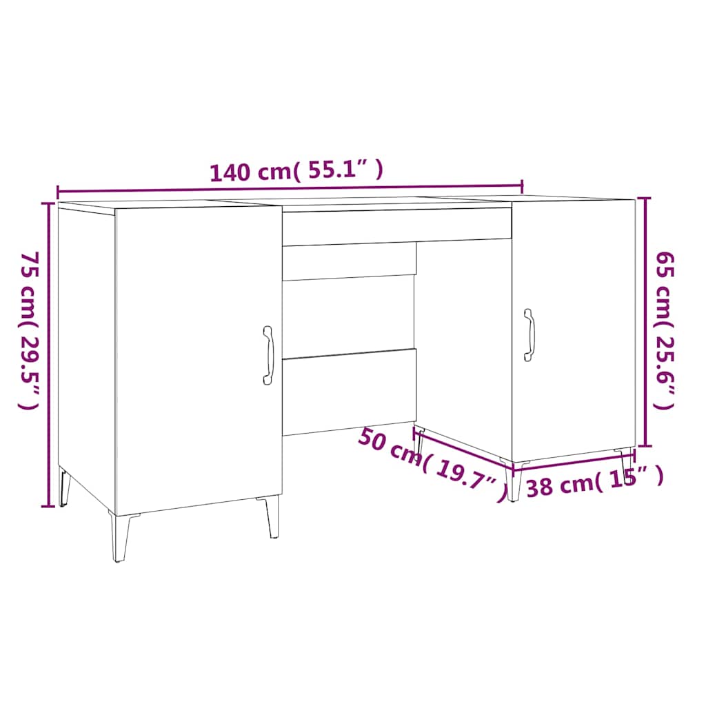 Schreibtisch mit Tür Altholz 140 x 50 x 75 cm Holzwerkstoff