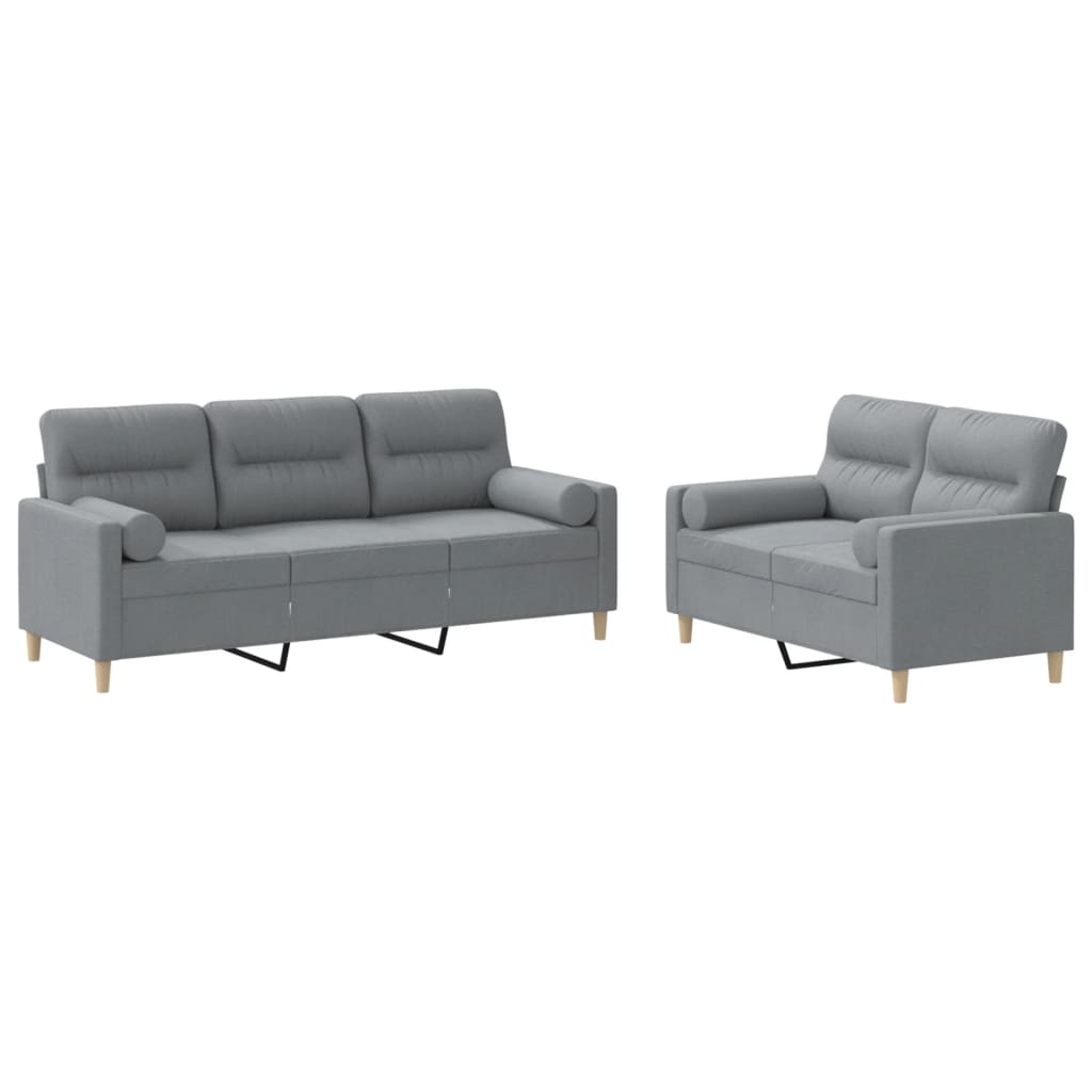 3-tlg. Sofagarnitur mit Kissen Taupe Stoff