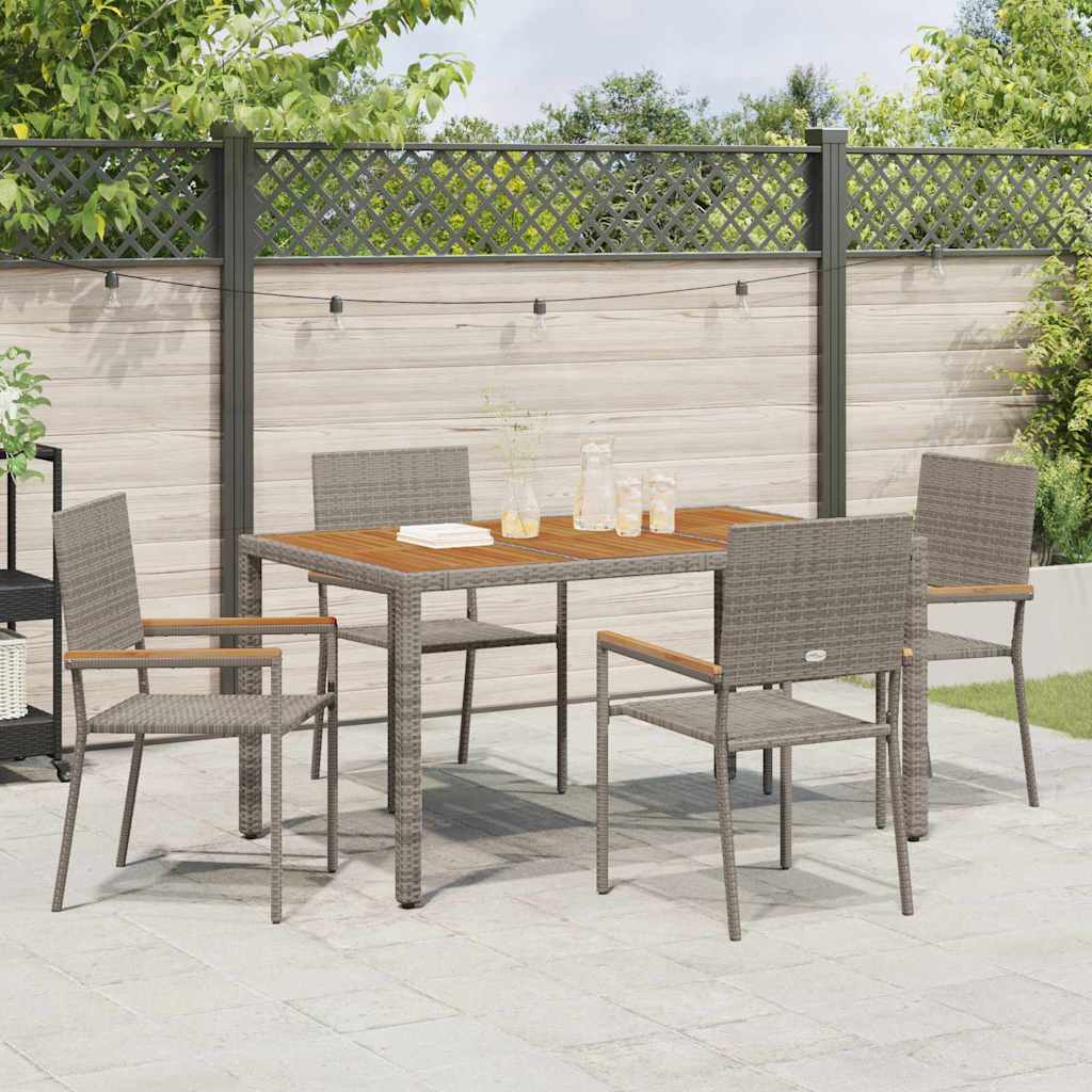 Garten Essgruppe 3 pcs Schwarz Poly-Rattan