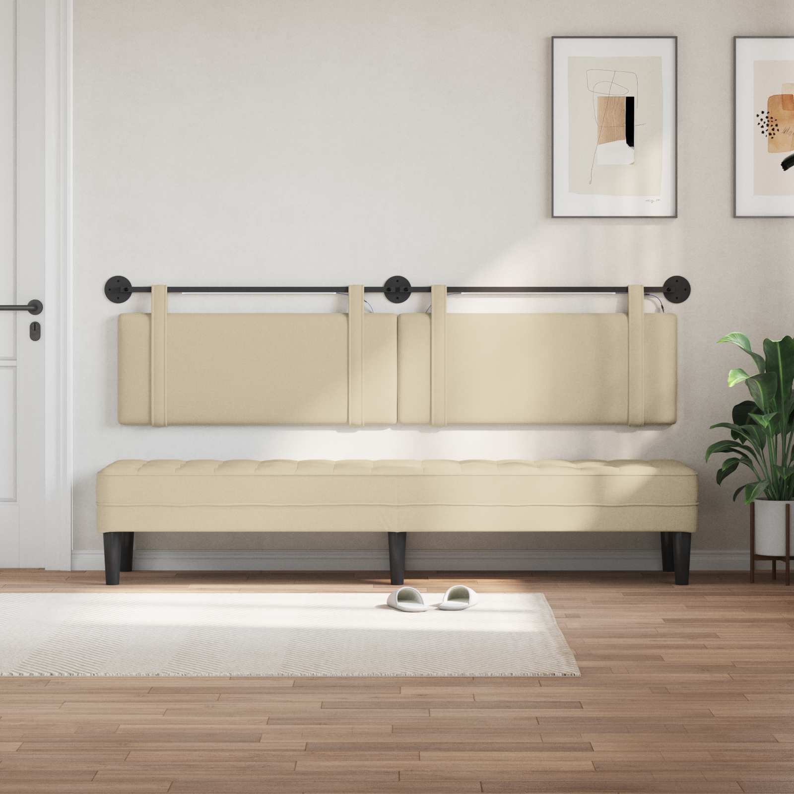 Hängendes Kopfteil Mit LED Licht Wolkengrau Stoff