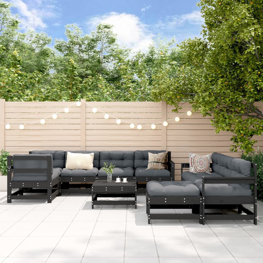 10-tlg. Garten-Lounge-Set mit Kissen Kiefernholz Imprägniert