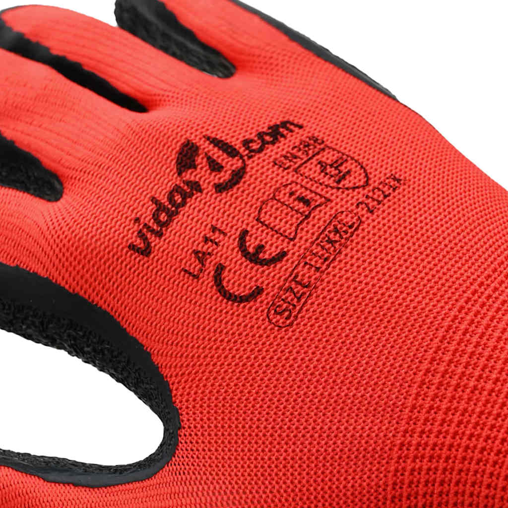 Arbeitshandschuhe 12 pcs Rot und Schwarz 7 / S Latexbeschichtung
