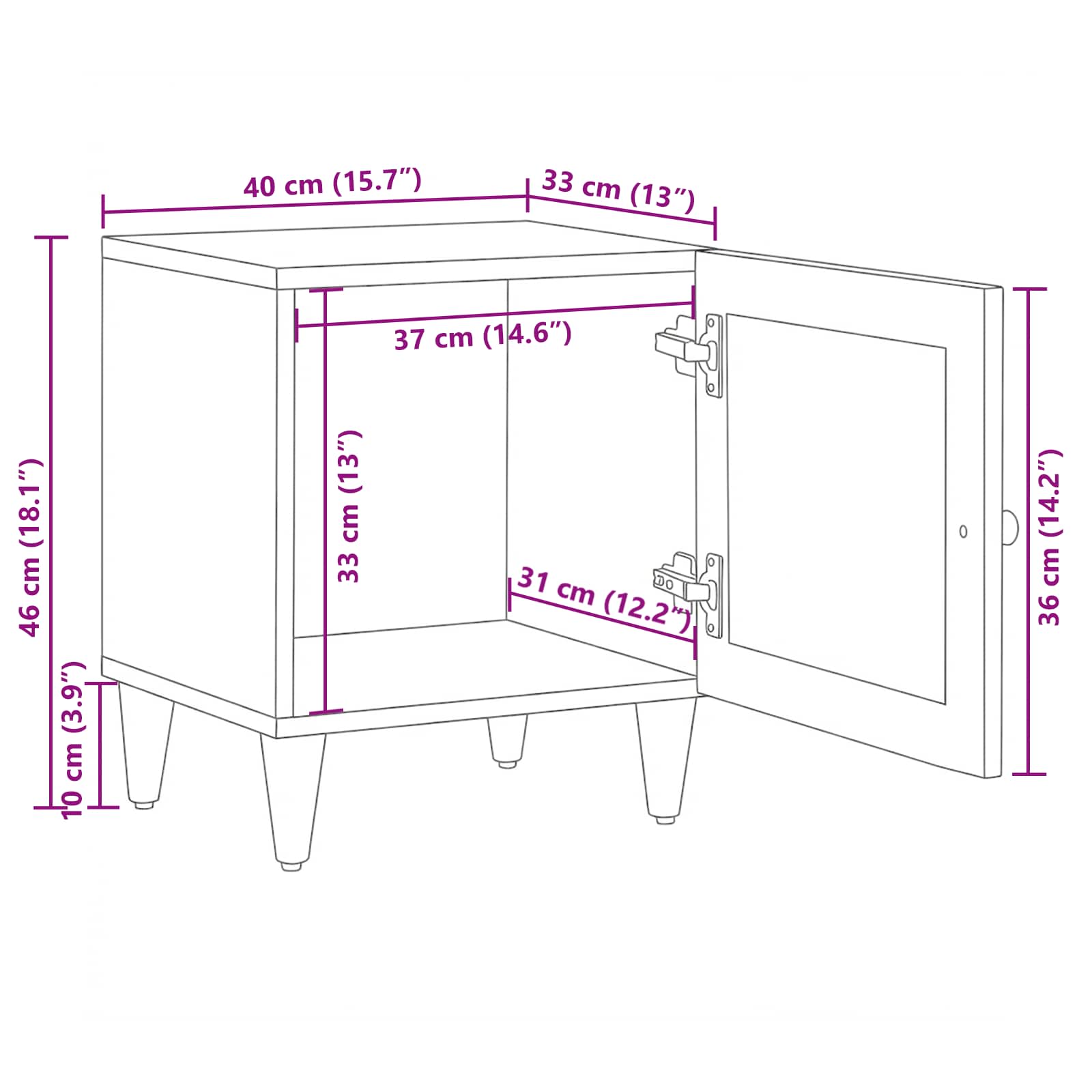Nachttisch Braun 40 x 33 x 46 cm Massivholz Mango