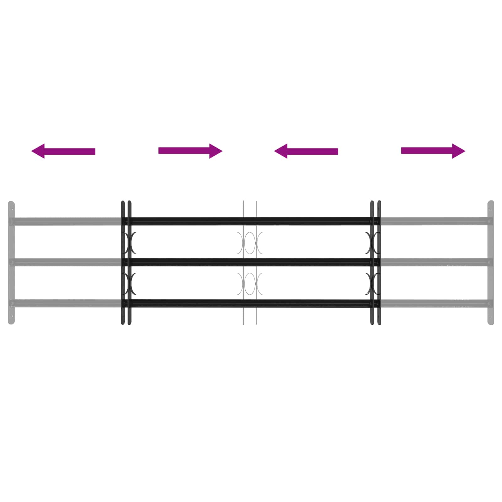 Fenstergitter 76 x 30 cm Pulverbeschichteter Stahl Schwarz