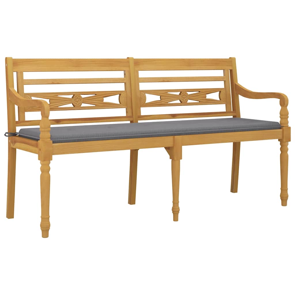 Batavia-Gartenbank mit Anthrazit Kissen 120 cm Teak Massivholz