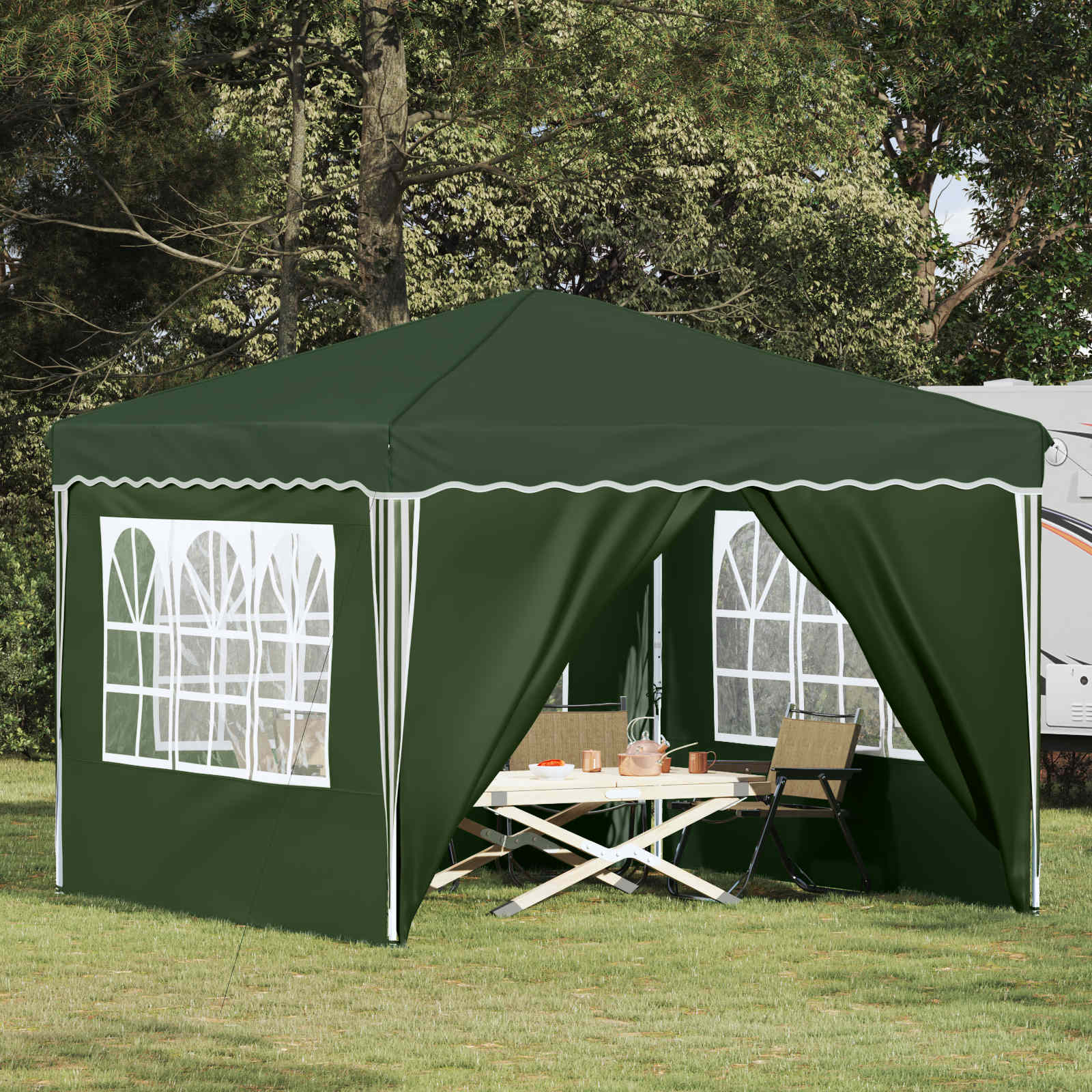 Pop-up Partyzelt 288 x 288 x 245 cm Creme Oxford-Stoff