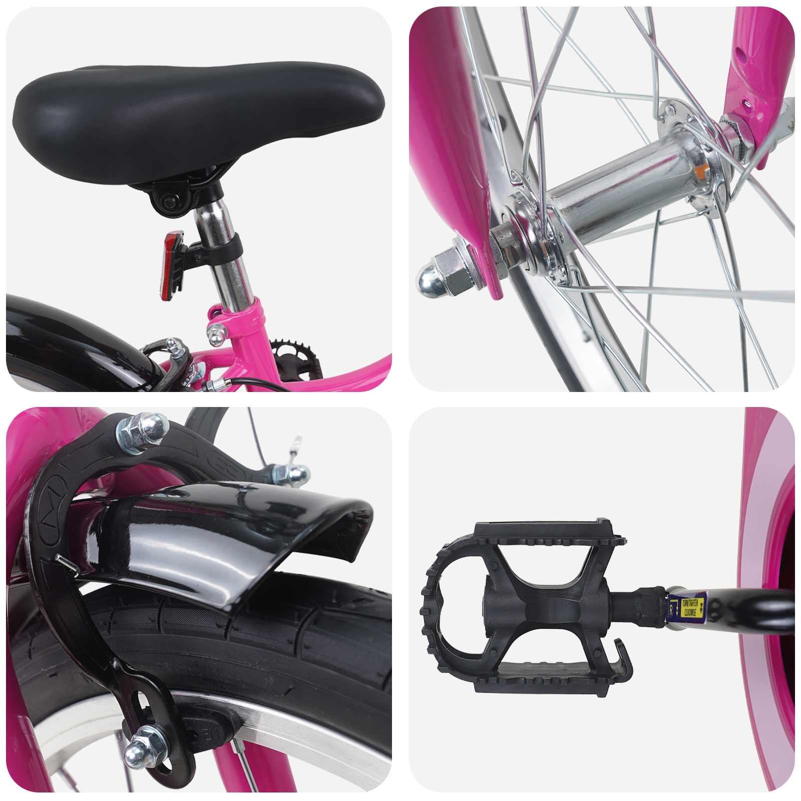Kinderfahrrad 12 Zoll für 2-4 Jahre alt Pink Weiß