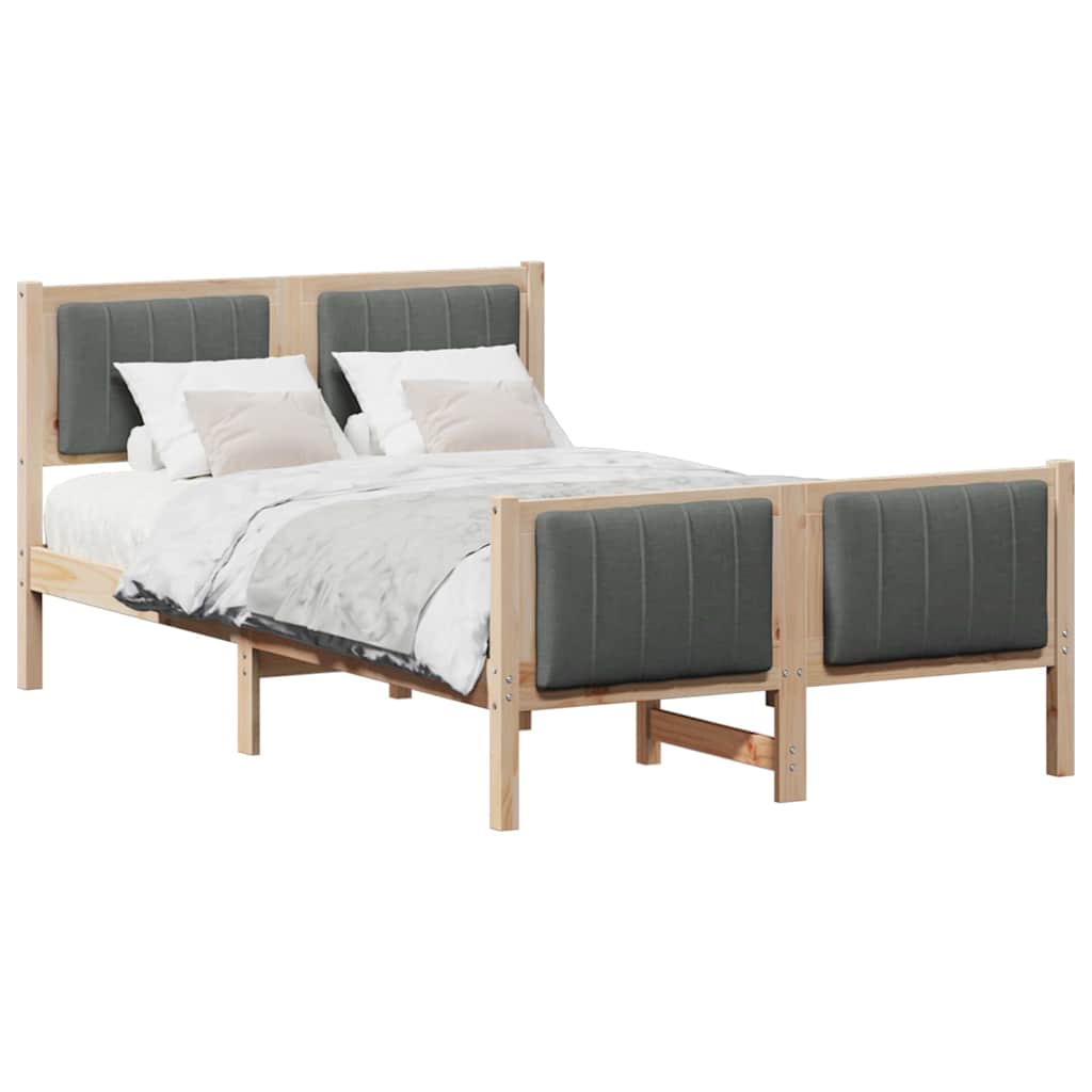 Bettgestell Braun und hellgrau 200 x 200 cm Massivholz Kiefer