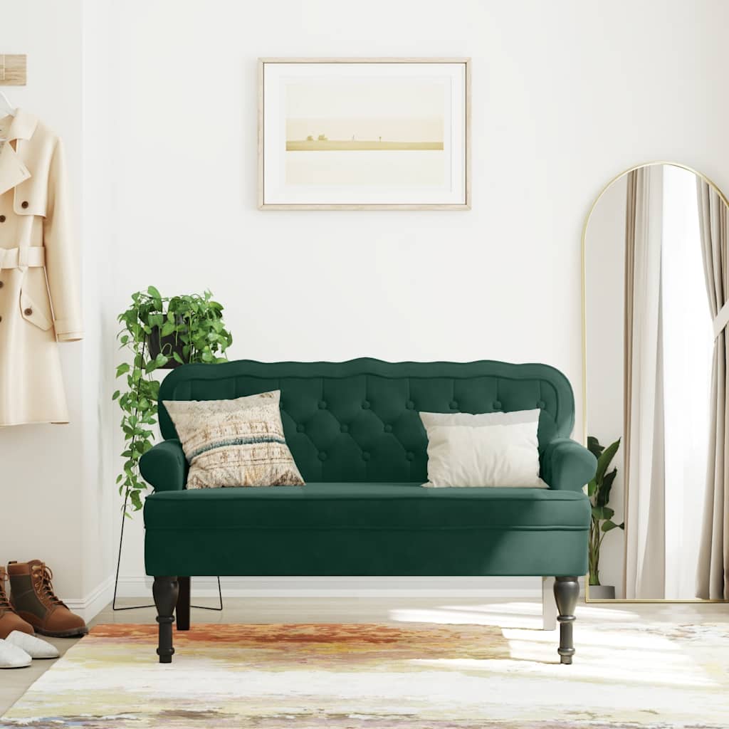 Sitzbank mit Rückenlehne Dunkelgrau 119,5x64,5x75 cm Samt