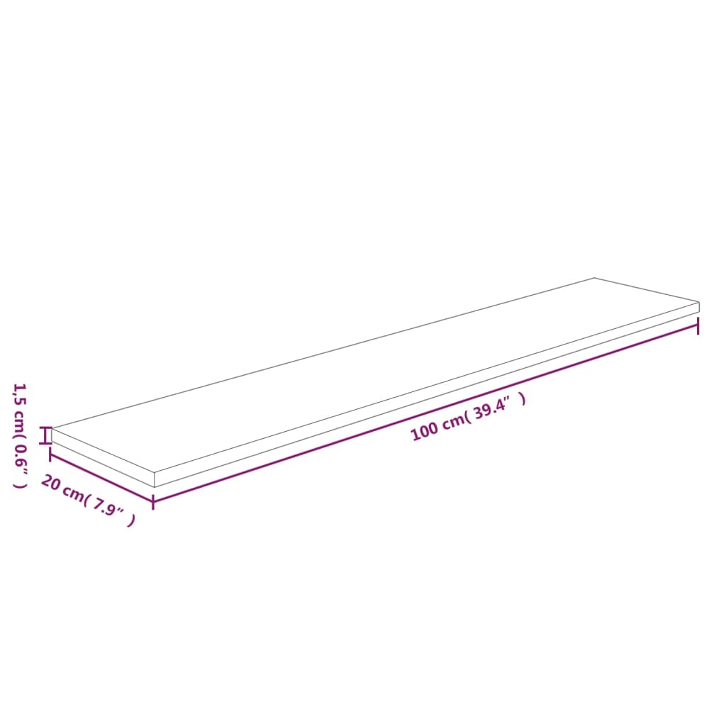 Regalboden 40x20x1,5 cm Unbehandeltes Massivholz Eiche