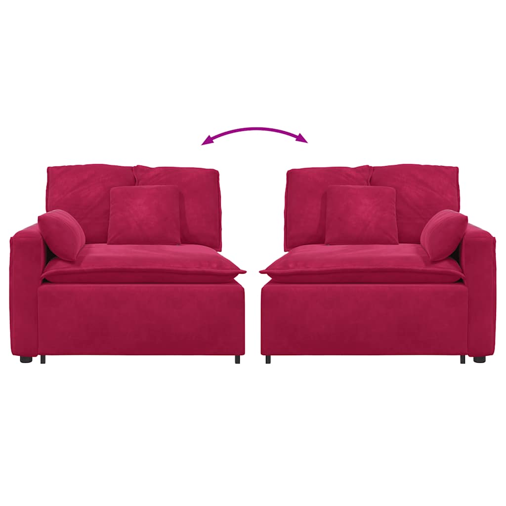 Modulares Sofa Endmodul mit Armlehne Kissen Blau 100 cm