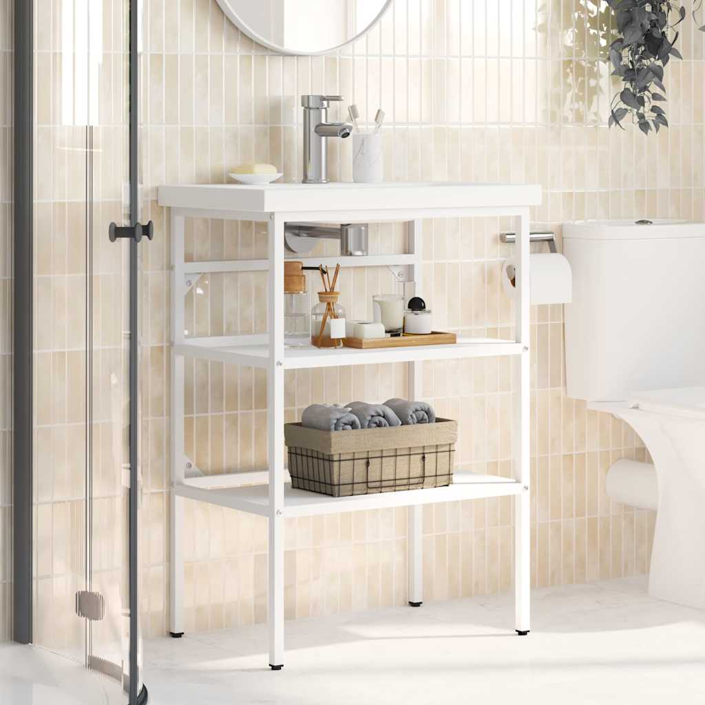 Badezimmer Waschtischgestell Weiß 40x38x83 cm Eisen
