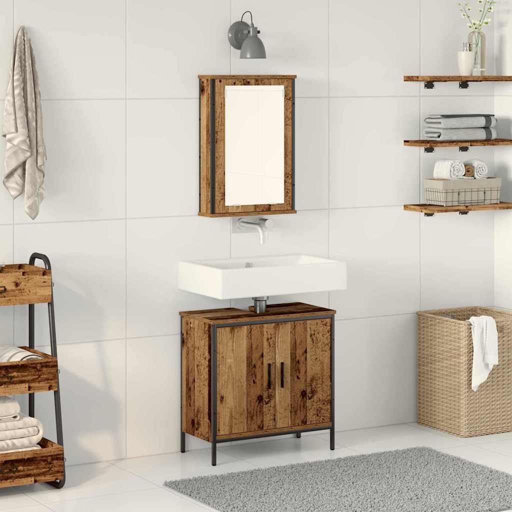 2-tlg. Badmöbel-Set Räuchereiche Holzwerkstoff