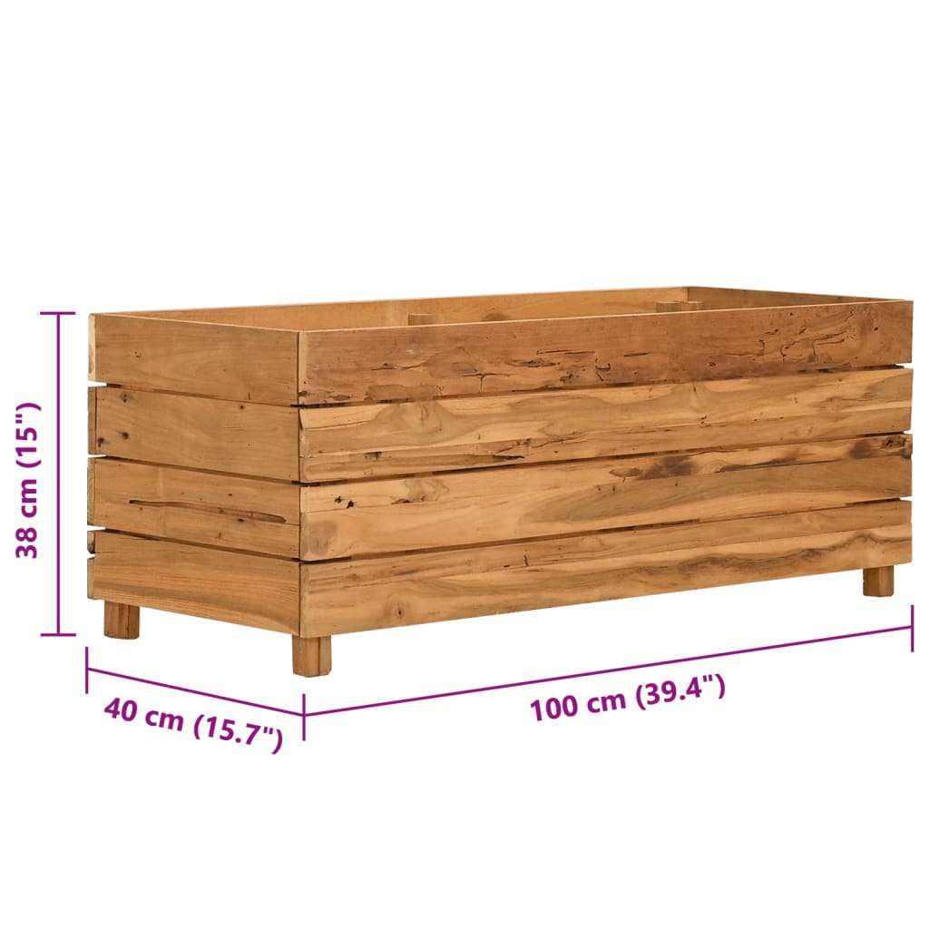 Hochbeet 100x40x72 cm Teak Altholz und Stahl