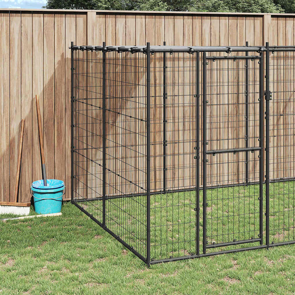 Outdoor-Hundezwinger mit Überdachung Stahl 7,26 m²